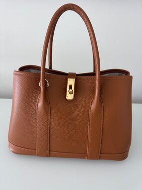 Doris & Jacky leather Tan Satchel with Gold-Tone Accent